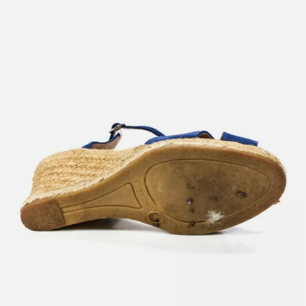 BROOKS BROTHERS OPEN TOE T STRAP ESPADRILLE WEDGES - Picture 4 of 5